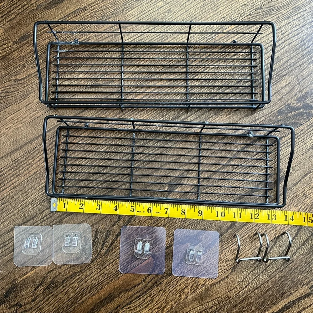 Shower Caddy Shelf with Hooks Storage Rack Organizer for Bathroom - 2 Pack